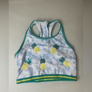 4/$20 Andy & Evan Pineapple Sequin Racerback Zip Swim Top Size 12